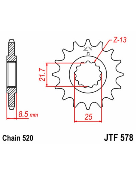 JT SPROCKETS Steel Standard Front Sprocket 578 - 520