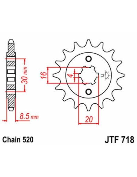 JT SPROCKETS Steel Standard Front Sprocket 718 - 520