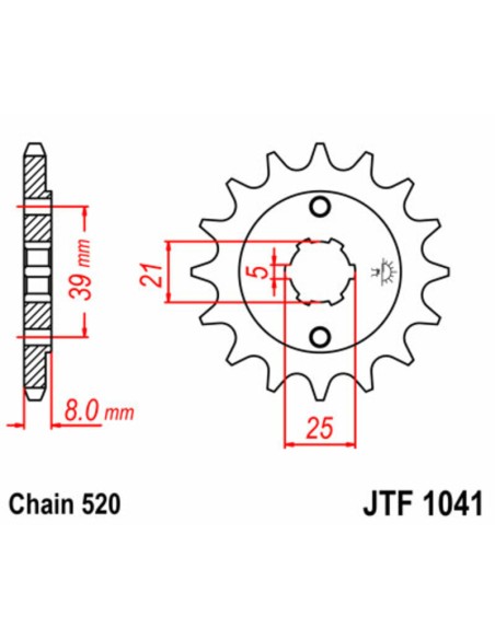 JT SPROCKETS Steel Standard Front Sprocket 1041 - 520