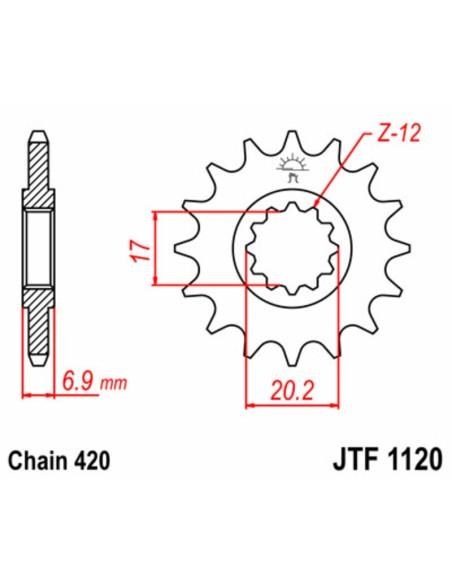 JT SPROCKETS Pinion față standard din oțel 1120 - 420