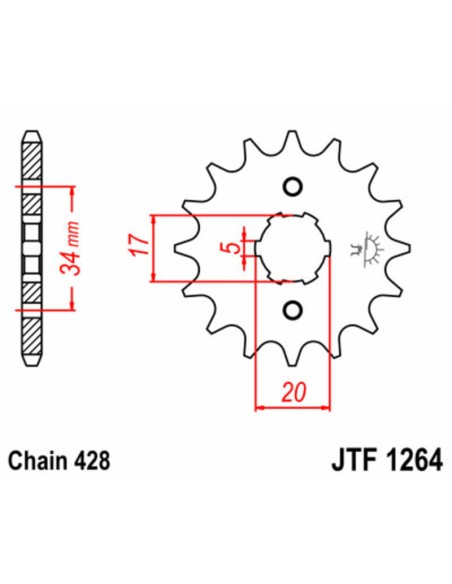 JT SPROCKETS Steel Standard Front Sprocket 1264 - 428