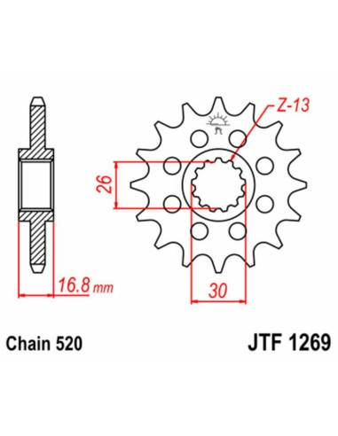 JT SPROCKETS Steel Standard Front Sprocket 1269 - 520