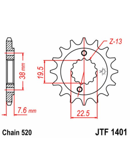 JT SPROCKETS Steel Standard Front Sprocket 1401 - 520