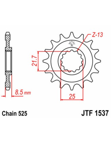 JT SPROCKETS Pinion față standard din oțel 1537 - 525