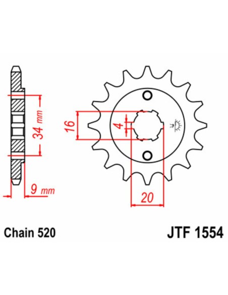 JT SPROCKETS Steel Standard Front Sprocket 1554 - 520
