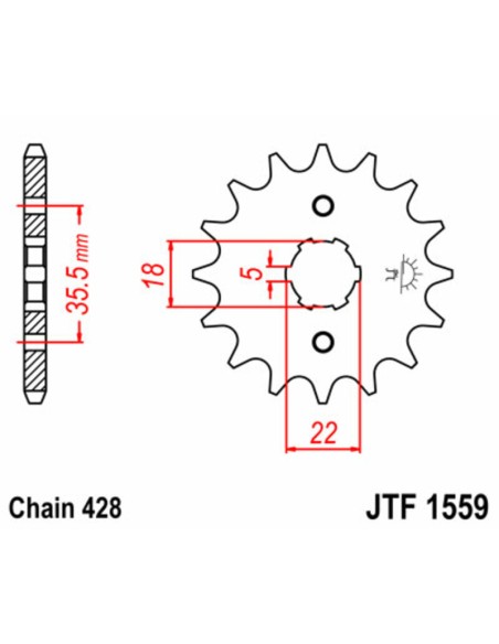 JT SPROCKETS Steel Standard Front Sprocket 1559 - 428