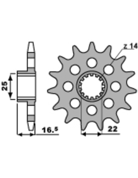 Pinion față standard din oțel PBR 2171 - 520