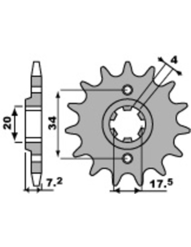 Pinion față standard din oțel PBR 266 - 520