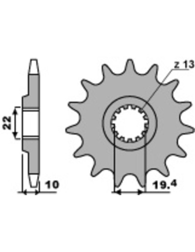 Pinion față standard din oțel PBR 435 - 520