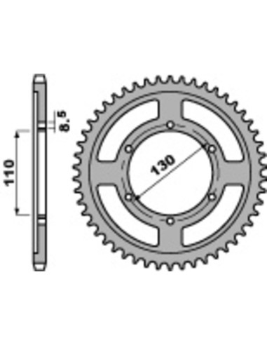 PBR Standard C45 Steel Rear Sprocket 4372 - 428