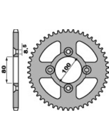 PBR Standard Steel Rear Sprocket 4351 - 428