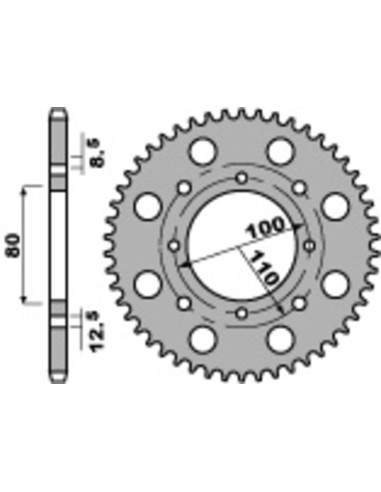 PBR Standard C45 Steel Rear Sprocket 819 - 520