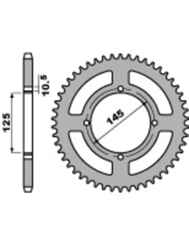 PBR Standard C45 Steel Rear Sprocket 857 - 520