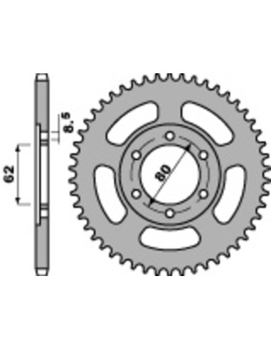 PBR Standard C45 Steel Rear Sprocket 842 - 428