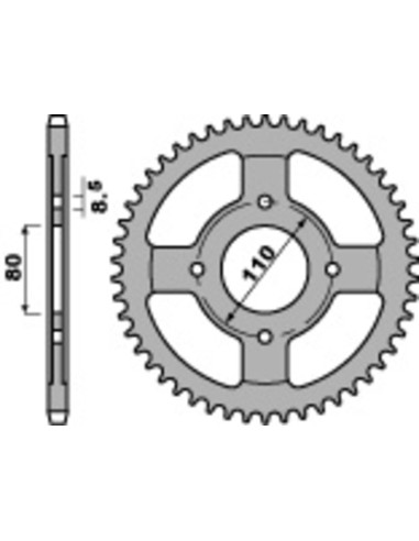 PBR Standard C45 Steel Rear Sprocket 4597 - 428