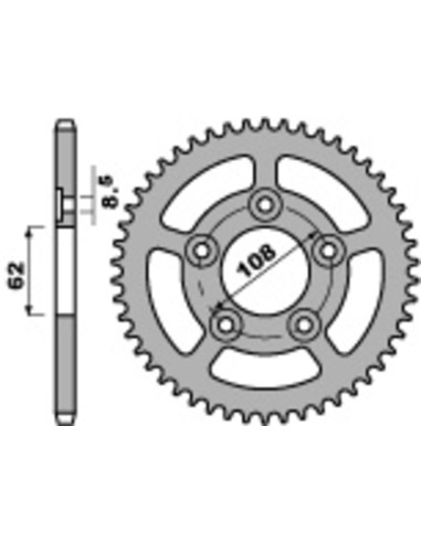 PBR Standard C45 Steel Rear Sprocket 714 - 520