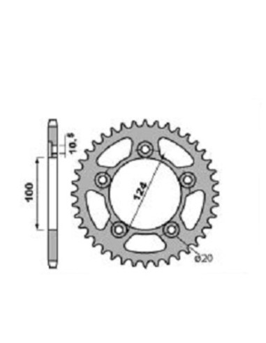 Pinion spate PBR Racing din aluminiu ultra-ușor anodizat dur 4444 - 520