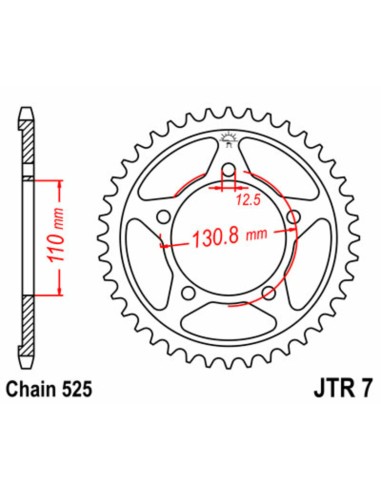 JT SPROCKETS Pinion standard din oțel 7 - 525