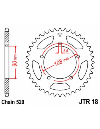 JT SPROCKETS Steel Standard Rear Sprocket 18 - 520