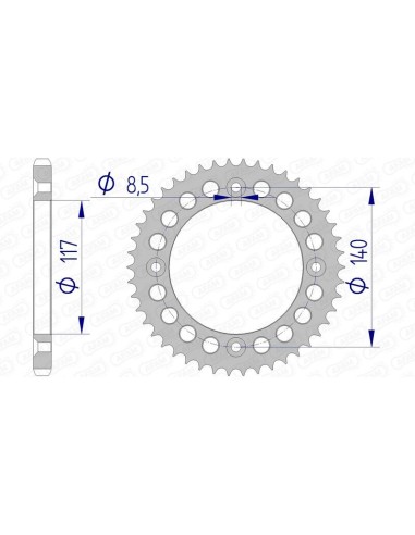 Pinion spate AFAM din aluminiu ultra-ușor anodizat dur 13108 - 428
