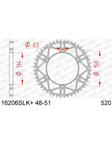 Pinion din oțel cu AFAM 16206 - 520
