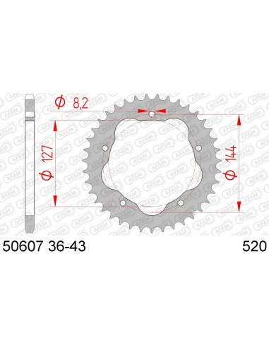 AFAM Steel Standard Rear Sprocket 50607 - 520