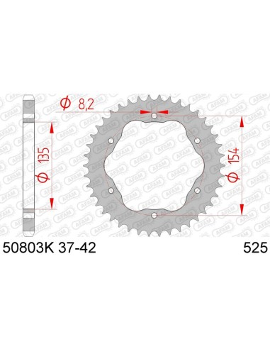 AFAM Steel Standard Rear Sprocket 50803K - 525 - Requires an AFAM Rear Sprocket Carrier