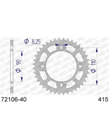 AFAM Aluminium Rear Sprocket 72106 - 415 AFAM Aluminium Rear Sprocket 72106 - 415