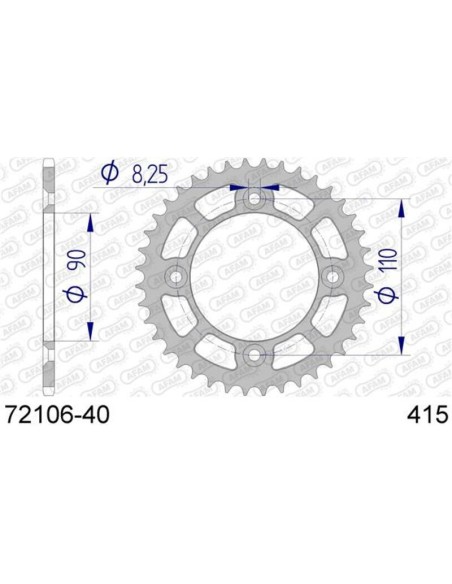 AFAM Aluminium Rear Sprocket 72106 - 415