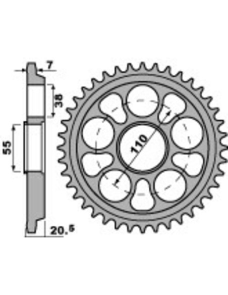Pinion din aluminiu PBR , ultra-ușoară, anodizat dur 4320 - 525