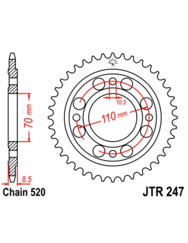 JT SPROCKETS Steel Standard Rear Sprocket 247 - 520