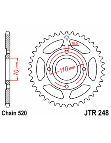 JT SPROCKETS Pinion standard din oțel 248 - 520
