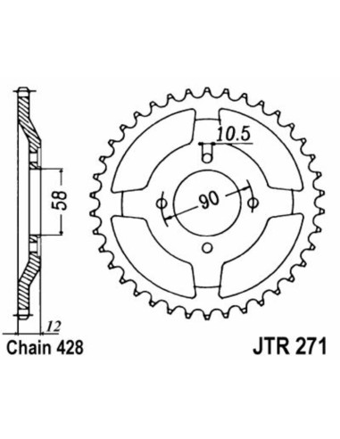 JT SPROCKETS Steel Standard Rear Sprocket 271 - 428