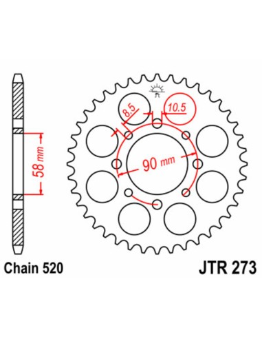 JT SPROCKETS Pinion standard din oțel 273 - 520