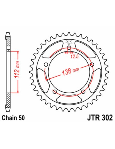 JT SPROCKETS Pinion standard din oțel 302 - 530
