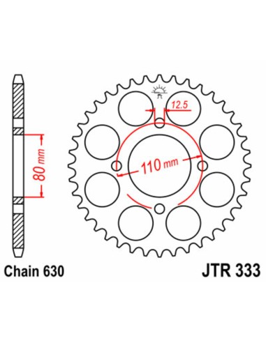 JT SPROCKETS Steel Standard Rear Sprocket 333 - 630