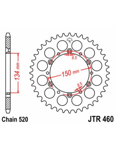 JT SPROCKETS Steel Standard Rear Sprocket 460 - 520