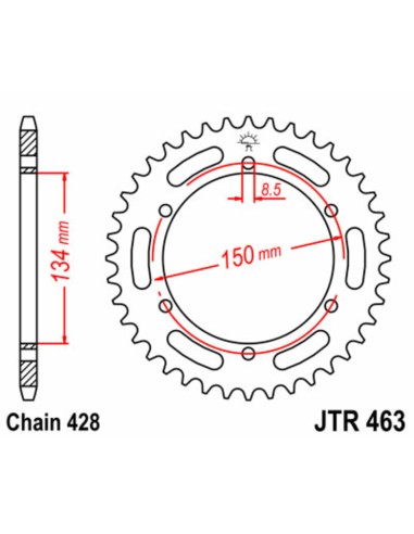 JT SPROCKETS Pinion standard din oțel 463 - 428