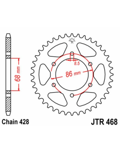 JT SPROCKETS Steel Standard Rear Sprocket 468 - 428