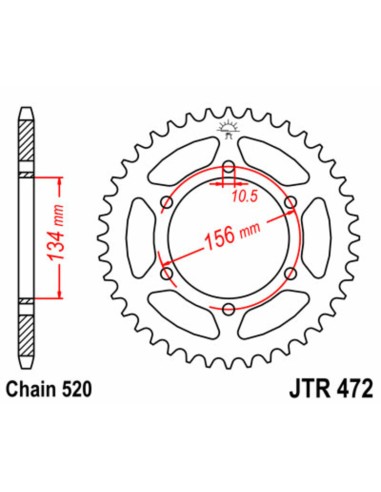 JT SPROCKETS Pinion standard din oțel 472 - 520