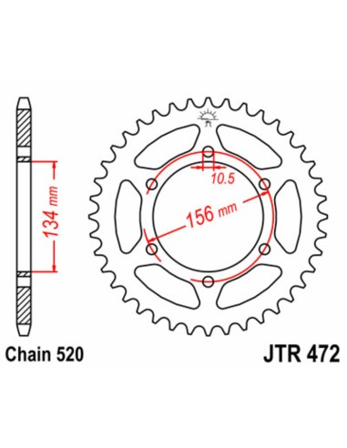 JT SPROCKETS Steel Standard Rear Sprocket 472 - 520