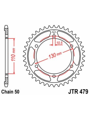 JT SPROCKETS Pinion standard din oțel 479 - 530