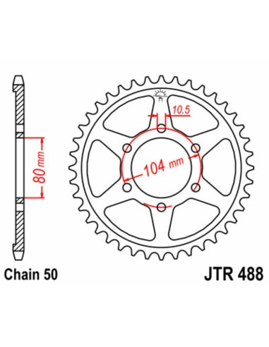 JT SPROCKETS Pinion standard din oțel 488 - 530