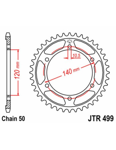 JT SPROCKETS Pinion standard din oțel 499 - 530