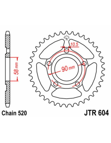 JT SPROCKETS Pinion standard din oțel 604 - 520