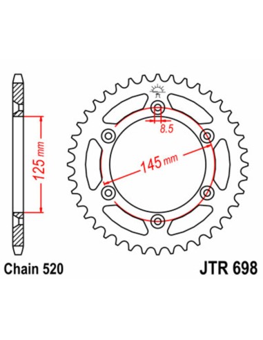 JT SPROCKETS Pinion standard din oțel 698 - 520