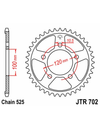 JT SPROCKETS Steel Standard Rear Sprocket 702 - 525