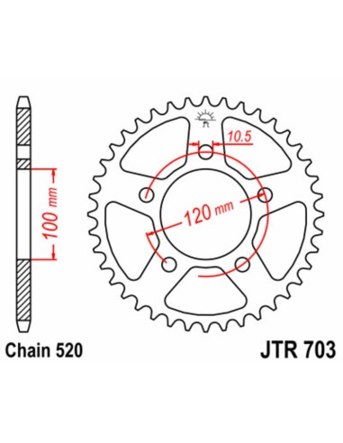 JT SPROCKETS Pinion standard din oțel 703 - 520