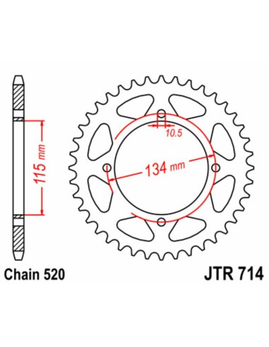 JT SPROCKETS Steel Standard Rear Sprocket 714 - 520