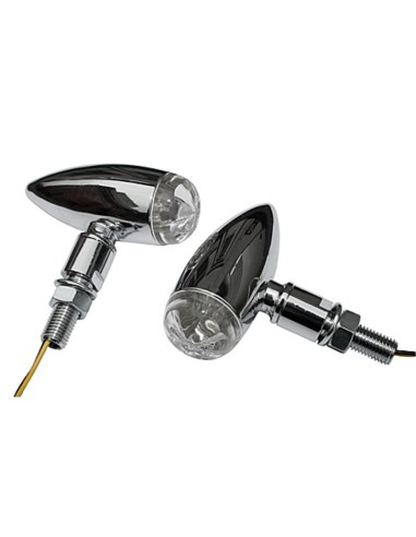 HIGHSIDER Pro Micro-Bullet LED Indicator Body  Chrome / Lens Clear (Pair), Front & Rear